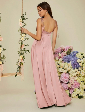 Rochie lunga din satin cu spatele gol si bretele reglabile. [3]
