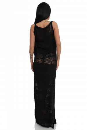 Rochie lunga neagra cu model tricotat [3]