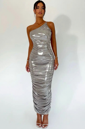 Rochie midi eleganta cu aspect stralucitor [0]