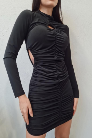 Essence of Spring - Rochie neagra scurta cu decupaje laterale