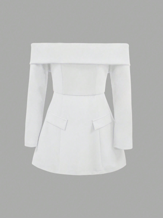 Rochie alba scurta pe umeri [3]