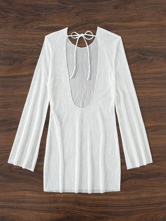 Rochie scurta de plaja, alb [3]