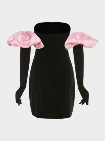 Rochie scurta din catifea cu manusi [5]