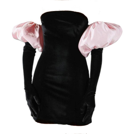 Rochie scurta din catifea cu manusi [6]