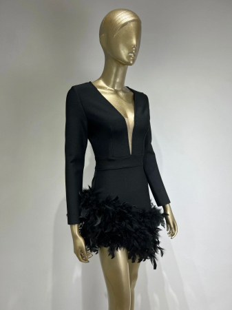 Rochie scurta eleganta cu pene [4]