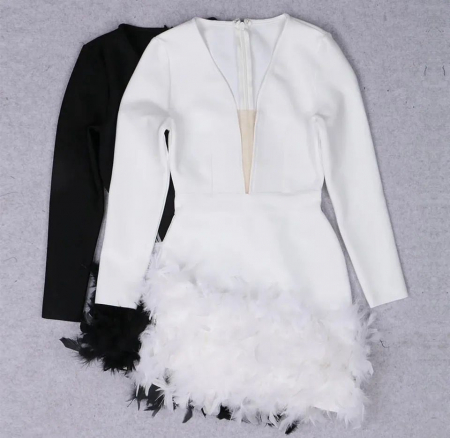 Rochie scurta eleganta cu pene [5]