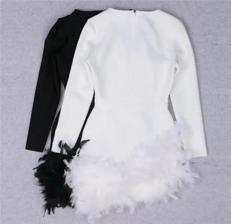 Rochie scurta eleganta cu pene [6]