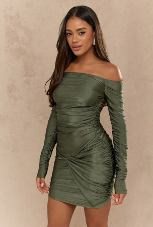 Rochie scurta verde cu umerii goi [0]