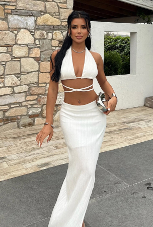 Set 2 piese cu top si fusta lunga crapata pe picior [1]