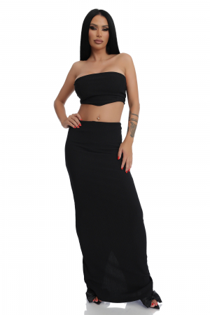Daniela Crudu - Set 2 piese cu top si fusta lunga, negru