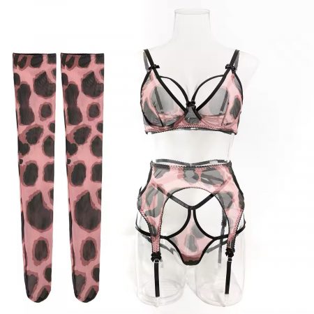 Set de lenjerie intima 4 piese, cu imprimeu animal print [5]