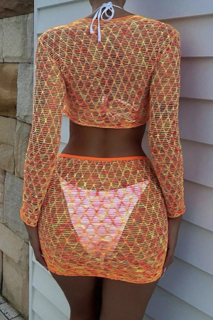 Set de plaja cu model plasa si imprimeu [1]