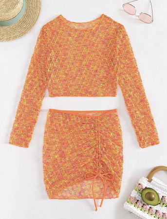 Set de plaja cu model plasa si imprimeu [3]