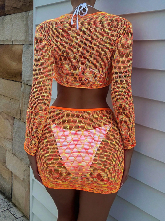 Set de plaja cu model plasa si imprimeu [1]