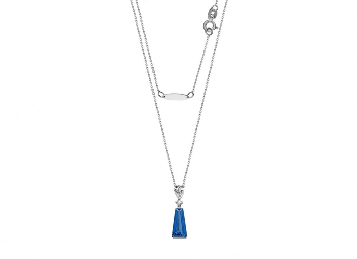 Colier aub galben 14K Created Aquamarine [2]