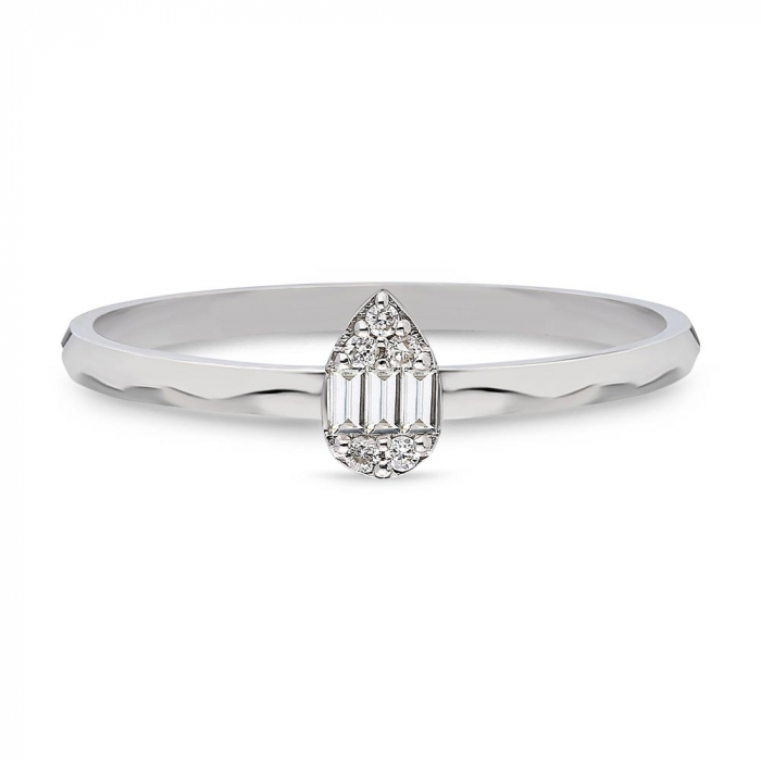 Inel din aur alb 14k cu diamante Sharp [2]