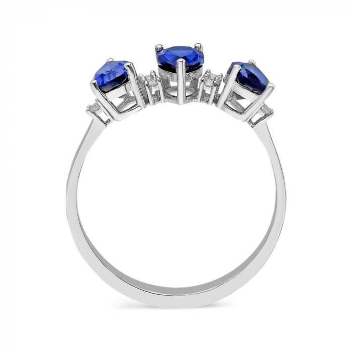 Inel din aur alb 14k cu diamante si safire Blue Sky [2]