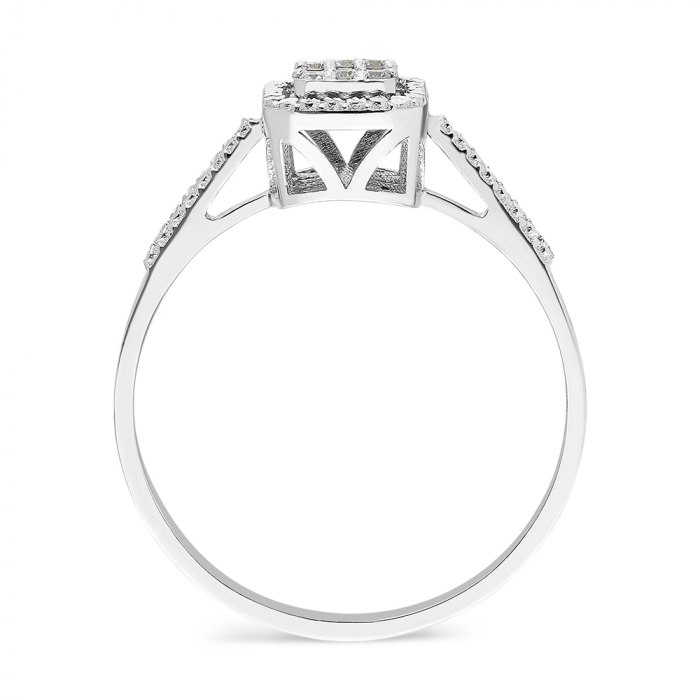 Inel din aur alb 14k cu diamante Square Stone [3]