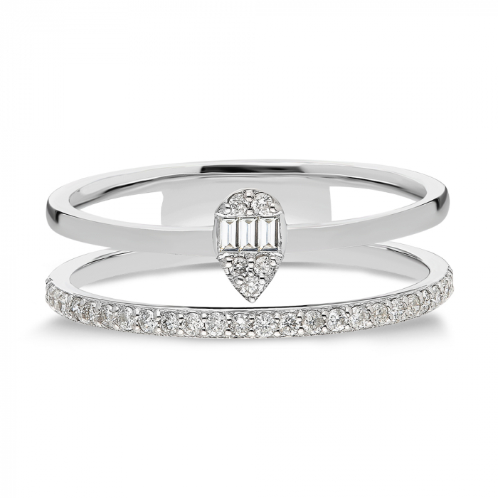 Inel din aur alb 14k cu diamante Double [2]