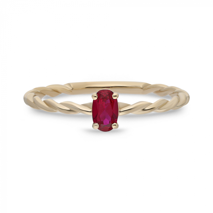Inel din aur galben 14k cu rubin [3]