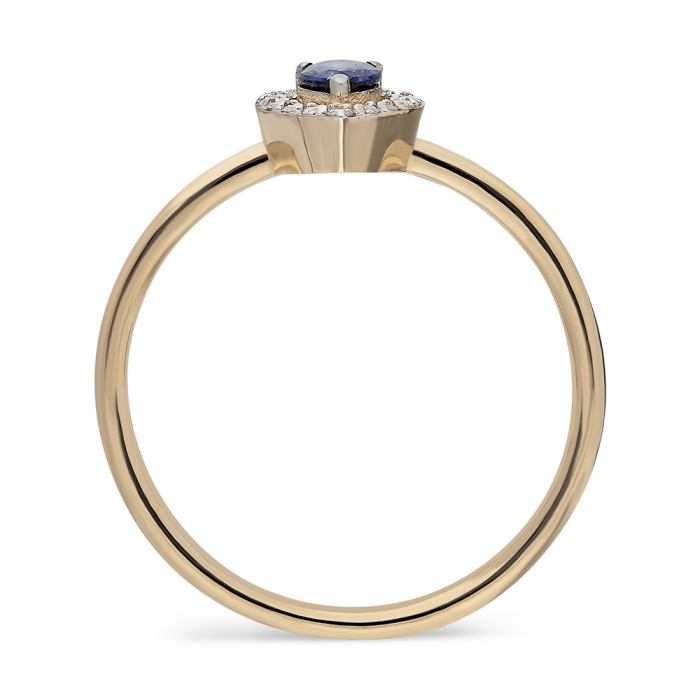 Inel din aur galben 14k cu safir si diamante Queen [3]