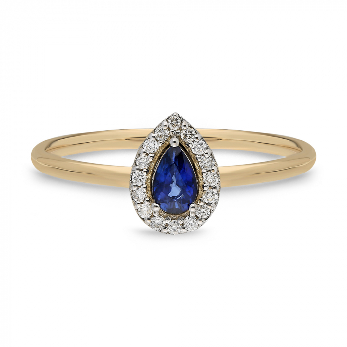 Inel din aur galben 14k cu safir si diamante Queen [2]