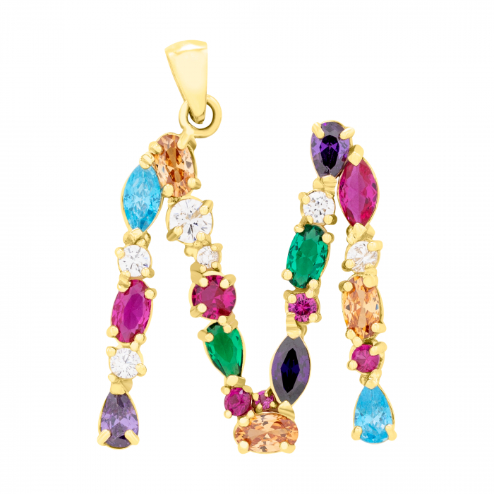 Pandantiv aur galben 14k litera M [2]