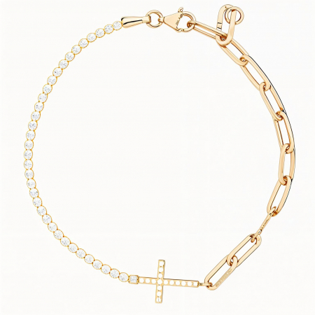 Brățări pentru ea - Bratara aur galben Chain Cross