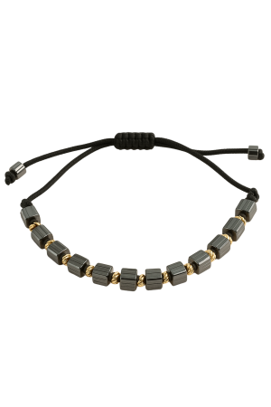 Idei de cadou sub 500 LEI - Bratara din snur negru, cu elemente din Aur 14K SERRANI Valen, cristale zirconia, dimensiune reglabila, 0.5g