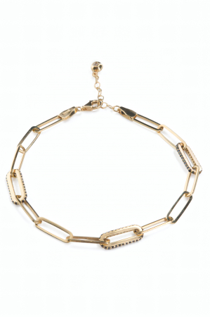 Bijuterii pentru femei - Bratara eleganta din Aur 14K SERRANI Aurum, cu cristale zirconia, dimensiune ajustabila 17cm + 3cm, 5.05g