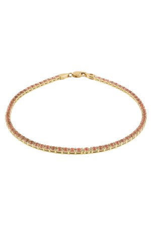Brățări pentru ea - Bratara Model Tennis din Aur 14K SERRANI Tennis Powder, cu cristale zirconia roz deschis, 17 cm, 2.52g