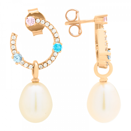 Cercei - Cercei aur galben 14k Circle Pearl