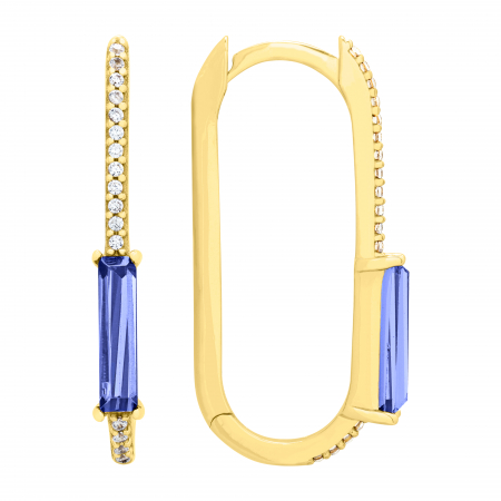 Cercei - Cercei aur galben 14k zirconia alb-albastru