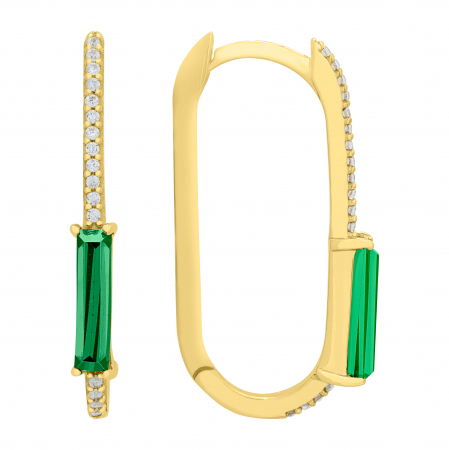 Cercei - Cercei aur galben 14k zirconia alb-verde