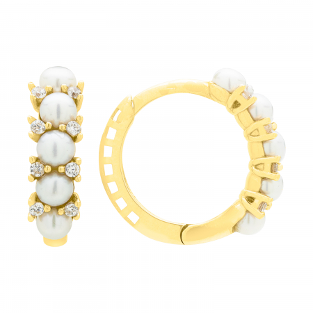 Cercei - Cercei aur galben 14k Round Pearl