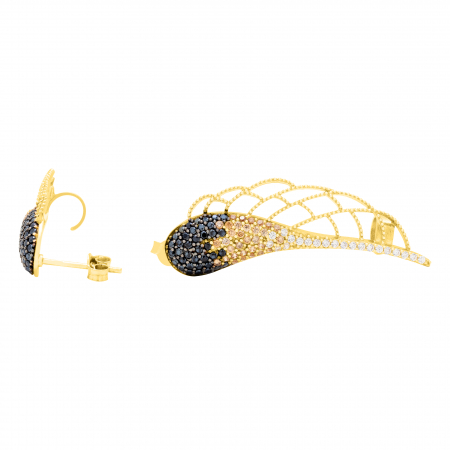Bijuterii pentru femei - Cercei aur galben 14k Black Wing