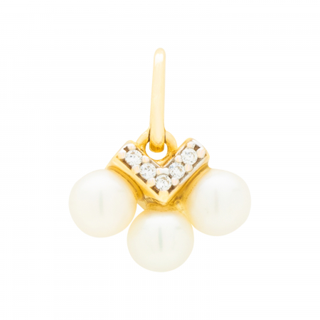 Pandantive - Cercei aur galben 14k Trio Pearl