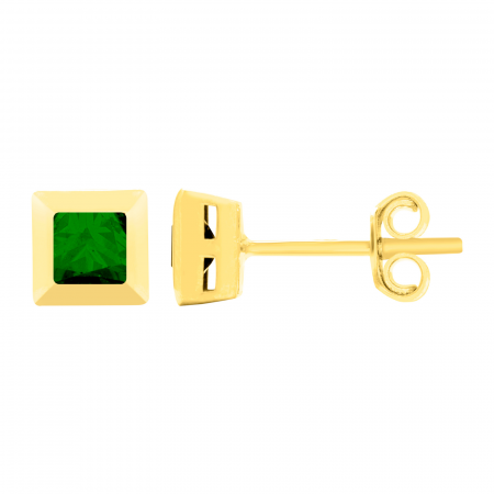 Cercei - Cercei aur galben 14k green square