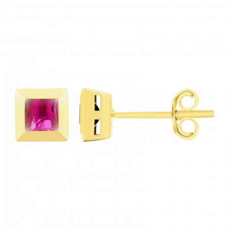 Cercei - Cercei aur galben 14k red square