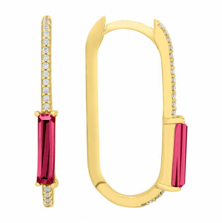 Pink is my colour - Cercei aur galben 14k zirconia alb-roz