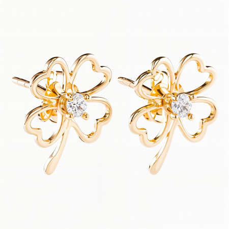 Cercei - Cercei aur galben 14k Clover