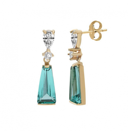 Bijuterii pentru femei - Cercei aur galben 14K Created Paraiba