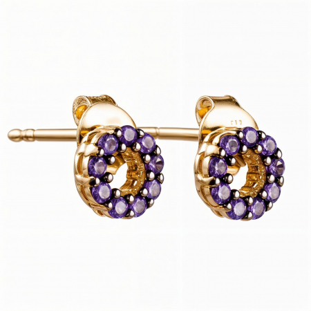 Cercei - Cercei aur galben 14k Purple Circle