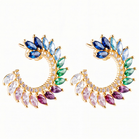 Cercei - Cercei aur galben 14k Rainbow Moon