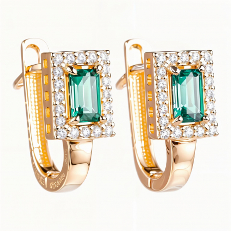 Cercei - Cercei aur galben 14k Serene Green
