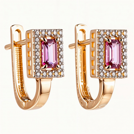 Cercei - Cercei aur galben 14k Serene Pink