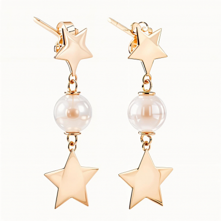 Cercei - Cercei aur galben 14k Star Pearl