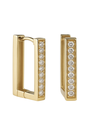 Bijuterii pentru femei - Cercei delicati din Aur 14K SERRANI Dara, cu cristale zirconia, forma dreptunghiulara, 3 cm, 3.90g