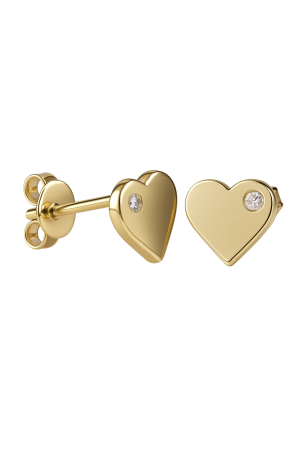 Cercei - Cercei din Aur 14K SERRANI Juno, in forma de inima, cu cristale zirconia, 0.7 cm, 1.09g