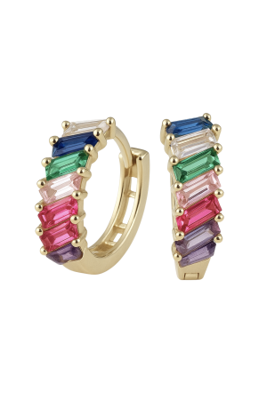 Cercei - Cercei din Aur 14K SERRANI Zeina, cu cristale zirconia multicolore, 1.7 cm, 2.65g